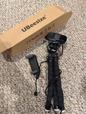 UBeesize Flexible Tripod with Phone Holder and Clip-On Light - Black
